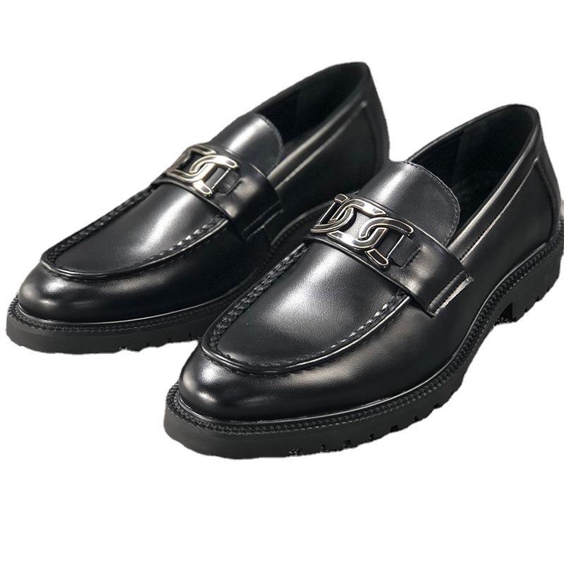 Кожаная обувь на одной педали для ленивой ноги, мужская, новая коллекция осени 2025 года, корейская версия, деловая, повседневная, универсальная, дышащая, модная кожаная обувь