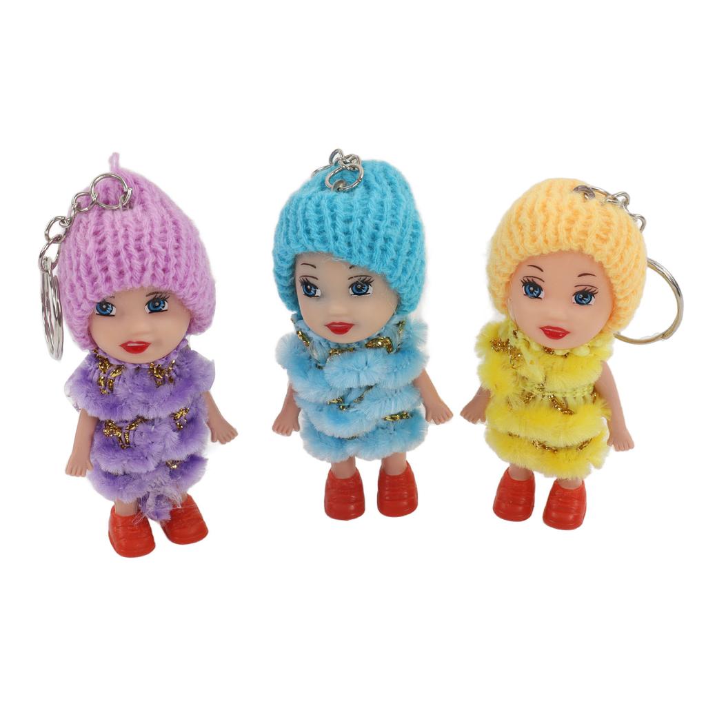 12 Pcs Mini Doll Keychain Lovely Tiny Dolls Keychain Portable Handbag Key Ring for Birthday Gift