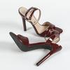 Wine Red Patent Leather Ankle Strap Designer High Heels Gladiator Sandals Women Open Toe Wedding Banquet Shoes