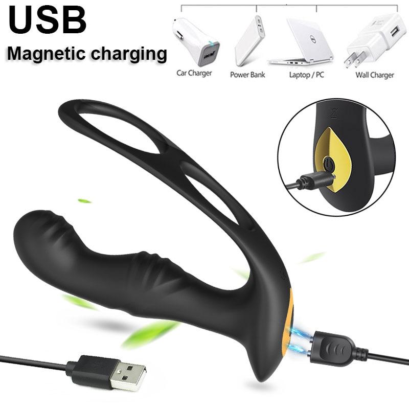 Мужской вибратор для массажа простаты, анальная пробка, беспроводное управление, одежда, силиконовый стимулирующий массажер, кольцо для задержки эякуляции, игрушка для мужчин