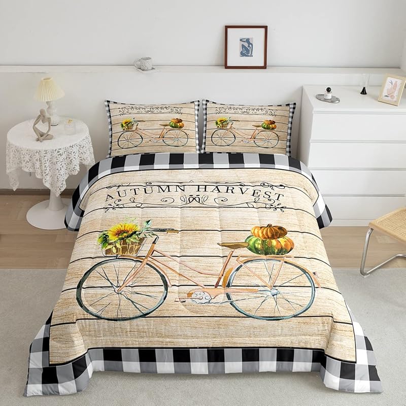 Осенняя тыква Кантри Фермерский дом Кленовый лист Подсолнух Комплект лоскутного одеяла День благодарения Индейка Мальчик Девочка Украшение комнаты для взрослых