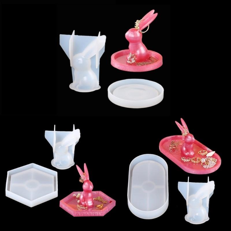 Cute Rabbit Ring Holder Silicone Molds Bunny Jewel-Display Organizer-Resin Casting-Moulds DIY Engagement Gift for Women