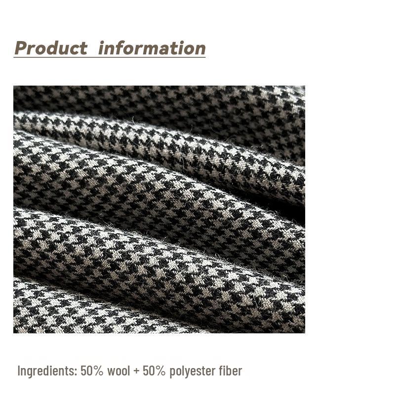 Ju Zhi Early Autumn Plaid Wool Wide-Leg Retro Houndstooth Pants