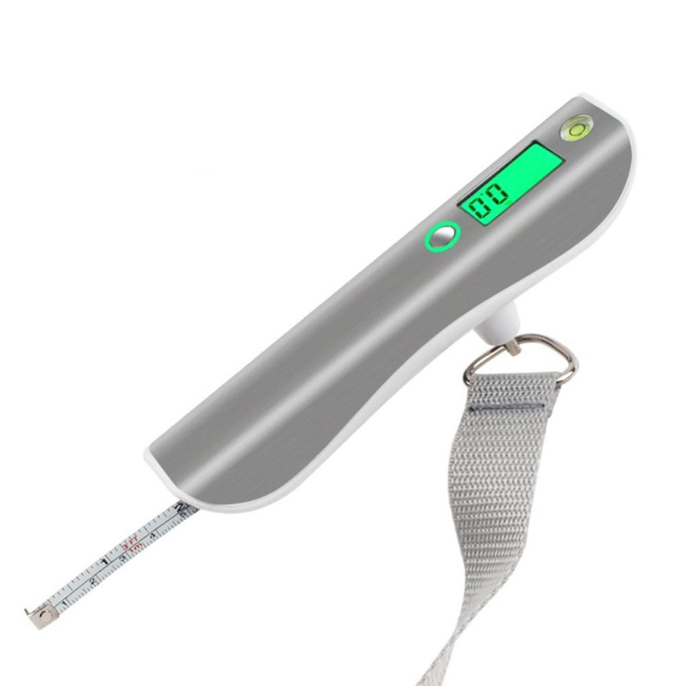 Stainless Steel LCD Hanging Luggage Weighing Scale 50kg Backlit Portable Fish Hook Hanging Scale with Tape Measure
