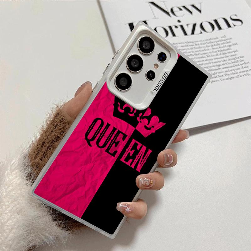 Queen King Couple Theme Soft Phone Case for Samsung Galaxy S24 S25 FE S26 Edge S23 Ultra S22 Plus S21 + Shockproof Cover Back Sh