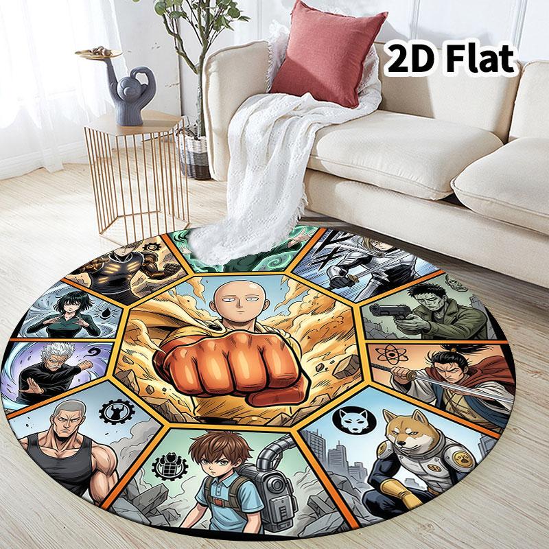Onepunch Man Round Area Rug Carpet Rug For Living Room Bedroom Sofa Playroom Decor Nonslip Floor Mat