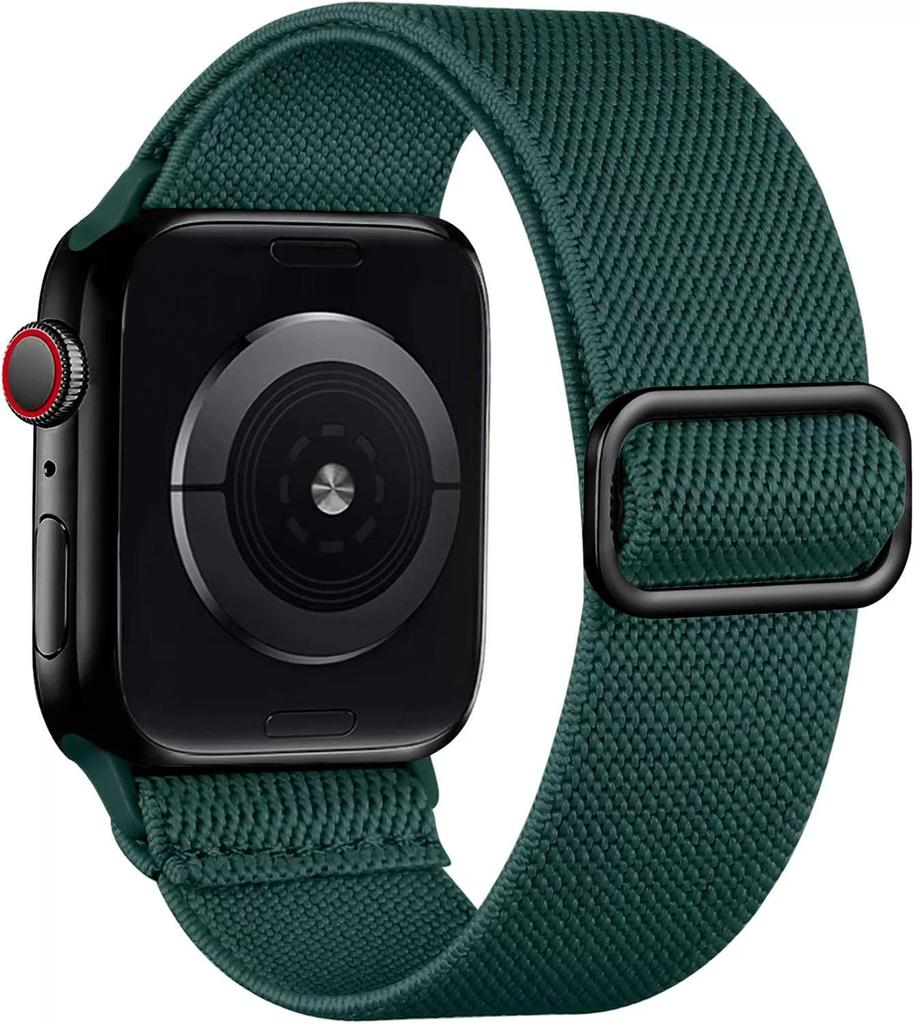 Плетеный нейлоновый эластичный ремешок для Apple Watch с регулируемой пряжкой-слайдером