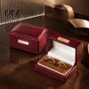 Flip Top Jewelry Organizer Faux Leather Ring Box, Soft Velvet Lining Storage Engagement Holder Case, Decorative for And Wedding Proposal Case