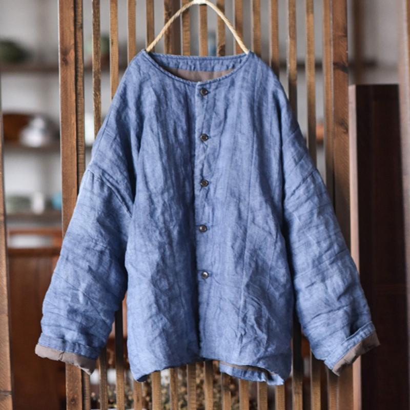 Johnature Женские винтажные парки с круглым вырезом и длинным рукавом, однотонные весенние пальто на пуговицах, хлопковые парки в китайском стиле