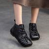 Johnature Retro Short Boots Comfortable Genuine Leather Casual Versatile Woven Women's Shoes