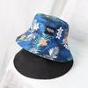 Korean Letters Embroidery Bucket Hat For Women Men Summer Coconut Trees Print Double-Sided Fisherman Cap Wide Brim Sunshade Hats