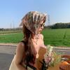 Sweat-absorption Spring Silk Scarf Breathable Scarves Flower Printed Headscarf  Vacation