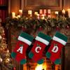 18 Inches Monogram Christmas Stockings with Letters Embroidered Initials Xmas Hanging Stockings for Party Decoration