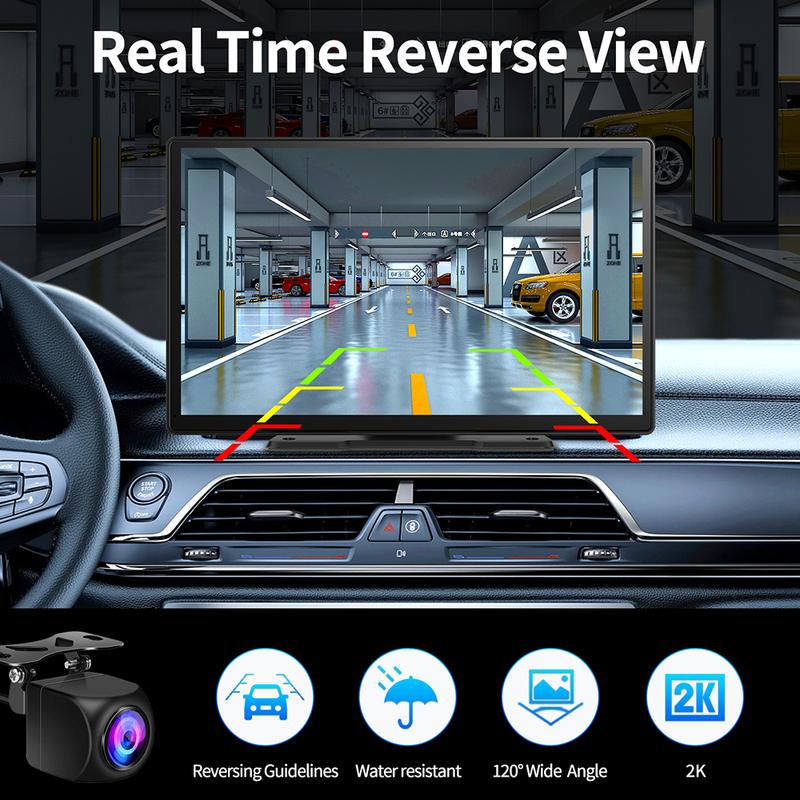 Imagebon 9" 4K Dashcam Wireless CarPlay & Android Auto Car DVR GPS Navigation Night Vision Dual Lens WiFi AUX FM