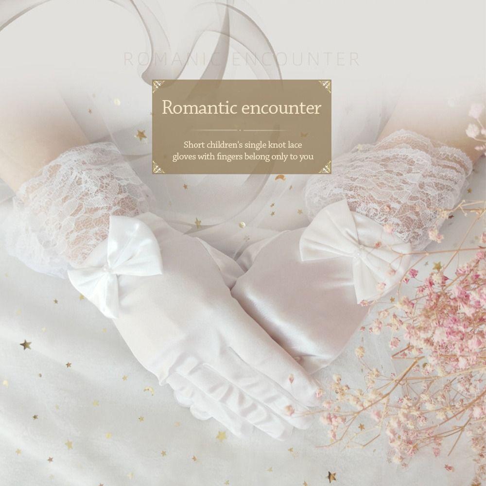 Short Lace Gloves Bow Knot Dance Gloves Creative Children's Wedding Gloves Holiday