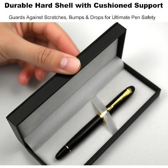 Leather Pen Box Single Case Empty Rectangle Pen Boxes for Fountain and Ballpoint Pens Display Organizer Storage Case for Men and Women Business
