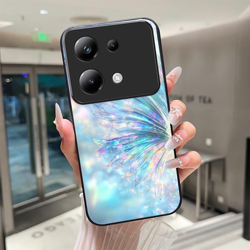 Красивый Цветок Милые Кошки Чехол Для Xiaomi Poco M6 Pro 4G / Poco M7 Pro 5G Закаленное Стекло Чехол Для Телефона Защитная Крышка Жесткий Корпус