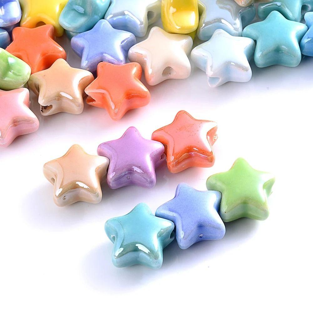 10pcs Ceramic Ceramic Spacer Loose Beads Cartoon Design Jewelry Making Material Star Beads Women