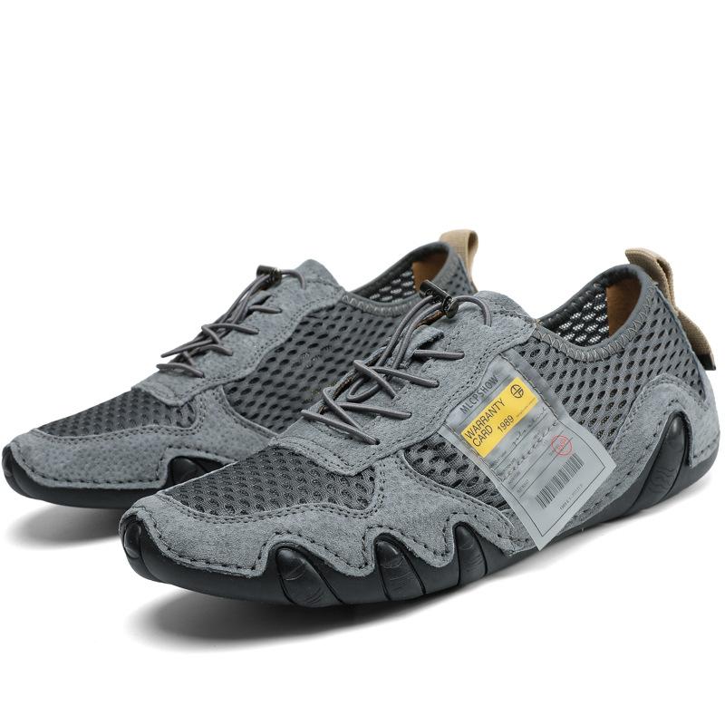 Men's Doudou Shoes Mesh Trend Casual Versatile Leather Shoes Korean Version Non-slip Large Size One-pedal Lazy Shoes Driving Shoes