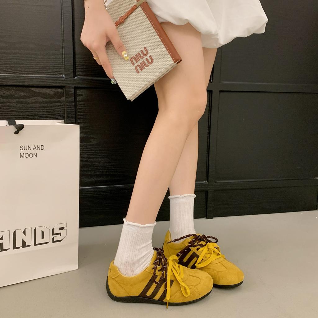 Ретро контрастная цветная вставка, кроссовки для немецких тренировок на плоской подошве для женщин, новинка 2025 года, удобные и универсальные, легкие спортивные