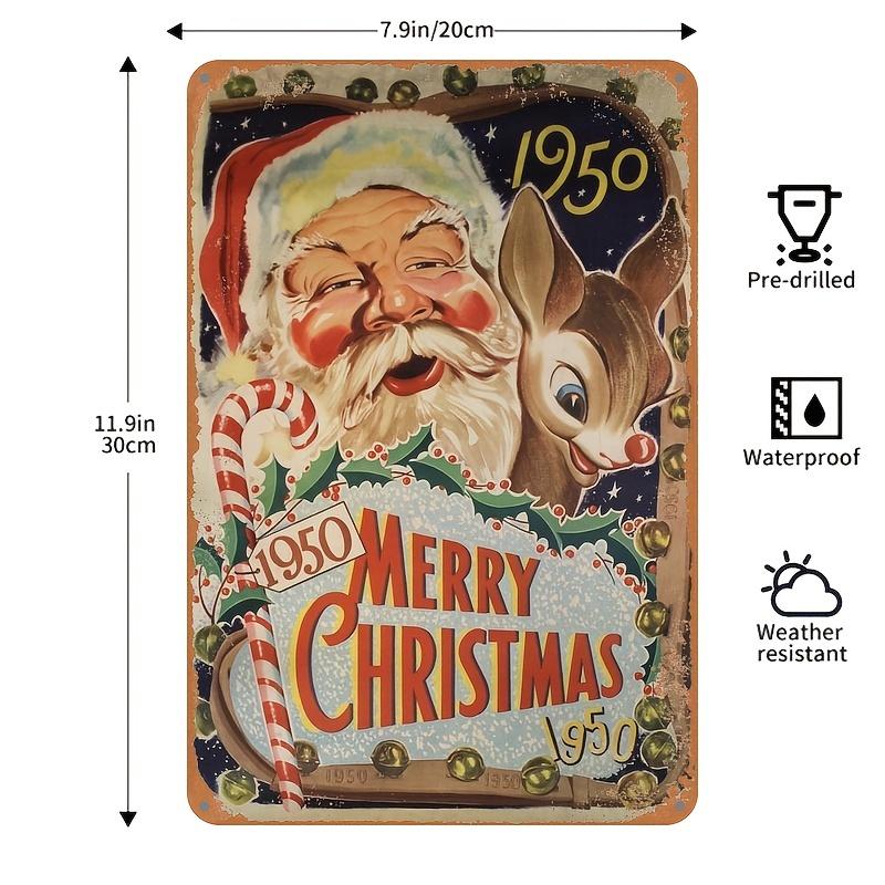 Santa Claus Vintage Metal Sign (11.9inx7.9in/30cm*20cm) Christmas Decoration Festivals Decor, Funny Christmas Party Decoration