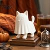 Маленькая декоративная фигурка, Фигурка кота-призрака, Милая скульптура котенка в плаще, 3D-печать, Минималистичная статуэтка из ПЛА, Хэллоуин, Настольный декор, Заготовка для росписи DIY