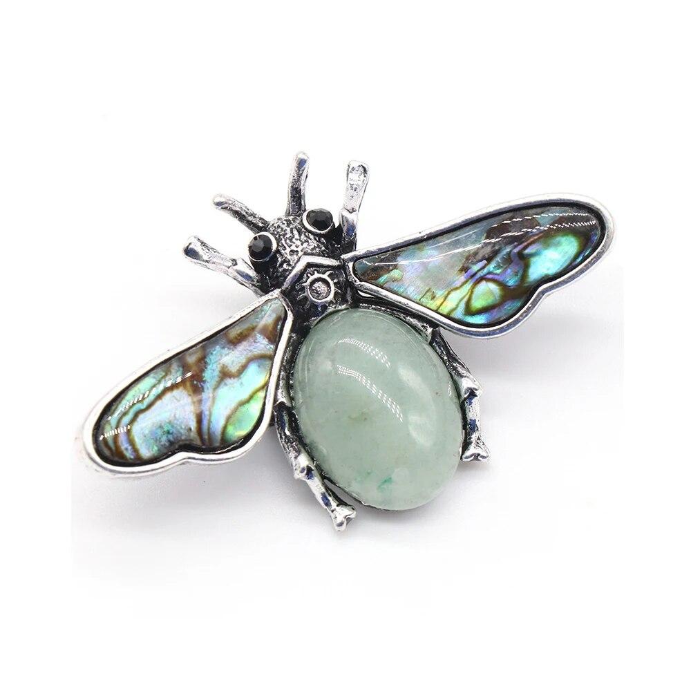 35x56 мм Милая подвеска в форме пчелы из натурального камня, хрустального агата, ракушки-ушка, брошь-подвески для изготовления ювелирных изделий, аксессуаров для ожерелья своими руками
