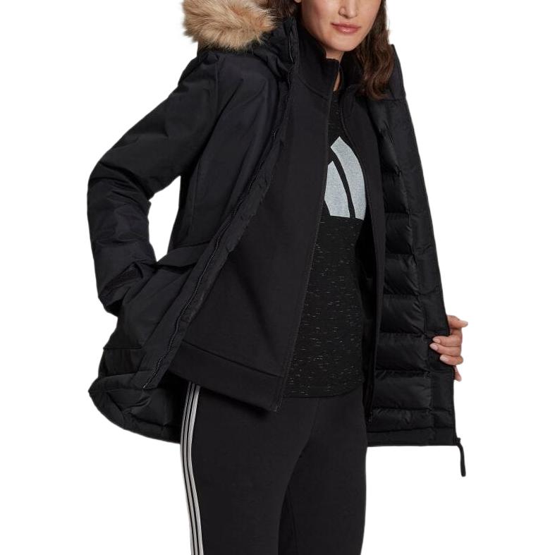 adidas Utilitas Outdoor Sports Hooded Parka Jacket Women Outwear Black GT1707