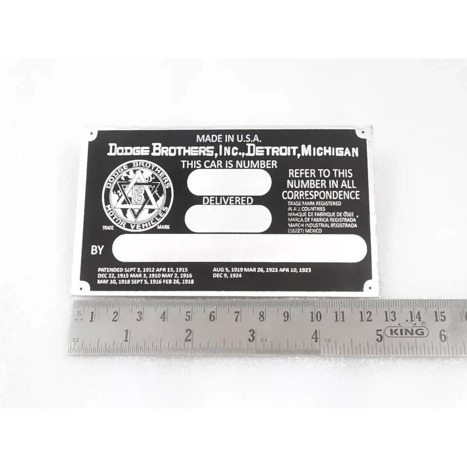 DATA PLATE ALUMINIUM FOR VINTAGE DODGE BROTHER CAR |Fit For