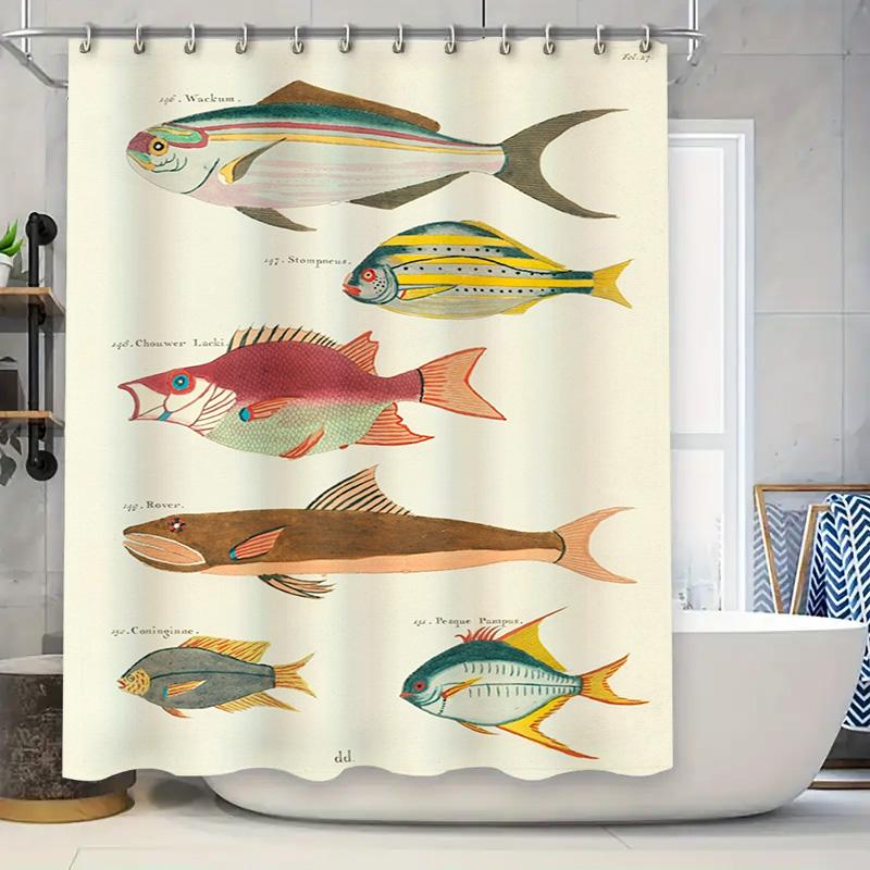Винтажная картина с рыбами Шторка для душа 180*240 см Водостойкая ткань для ванной Комнатные декоративные принадлежности в различных цветах