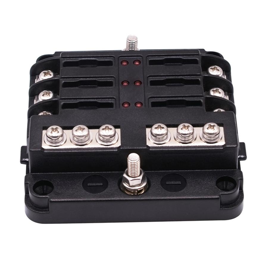6-Way Blade Fuse Box Block Holder Power Distribution For 12V 24V Car Boat Marine