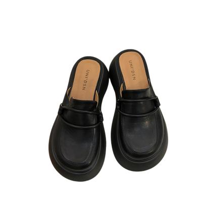 Японские ретро туфли с большой головой на платформе с одной педалью туфли Muller весна-лето 2024 новые тапочки с сумкой на голову женская верхняя одежда