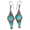 Nepali Tibetan Turquise Lapis Lazuli Gemstone Silver Jewelry Earring 1.5''
