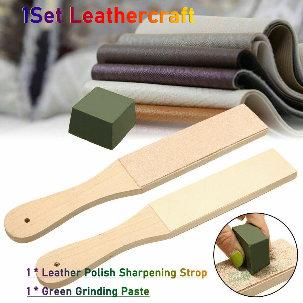 Grinding Paste Abrasive Tool Sharpener Blade Razor Polishing Board Strop Dual Sided Leather Tools