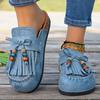 Женские винтажные шлепанцы Birkenstock с кисточками - Круглый носок, без застежки, мюли на толстой мягкой подошве для лета