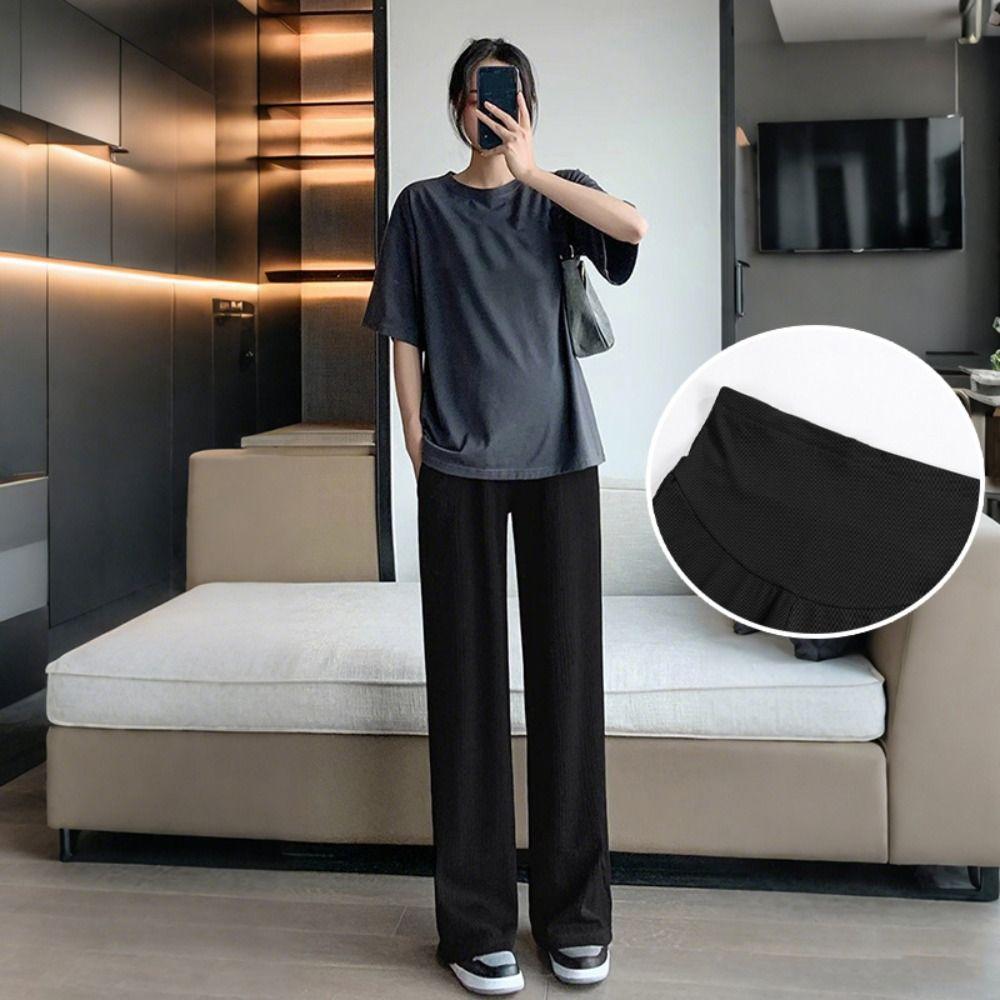 High Waist Straight Leg Pants Loose Wide Leg Pants Woman Fashion Casual Pants Pregnant Female