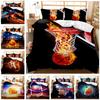 3Pc Fire Basketball Bedding Microfiber Queen/King Size Sports Comforter Set For Teen Boys,2 Pillowcase And 1 Polyester Cover