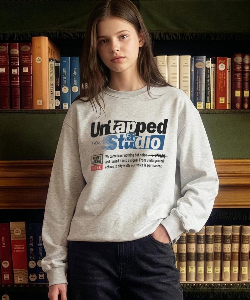 UNTAPPED STUDIO Ретро Графическая Толстовка с Надписями Оверсайз Толстовка (Тип А)