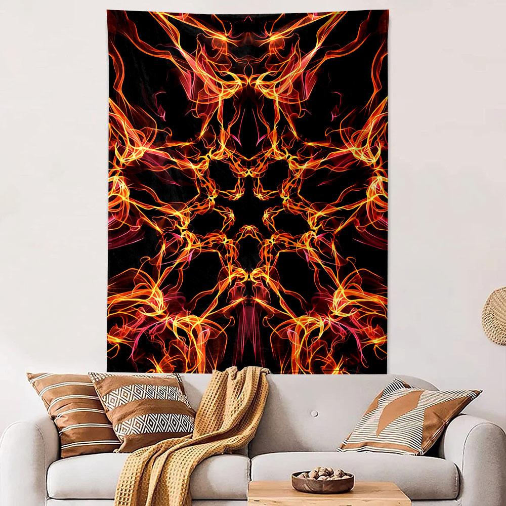 Fiery Symmetrical Abstract Design Patterned tapestry home decor, suitable for bedroom and living room, gift
