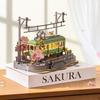 ROBOTIME 3D Wooden Puzzle Sakura Train LED Light Assembly Kit DIY Craft Mechanical Model Japanese Interior Toy Children Adults Birthday Christmas Gift