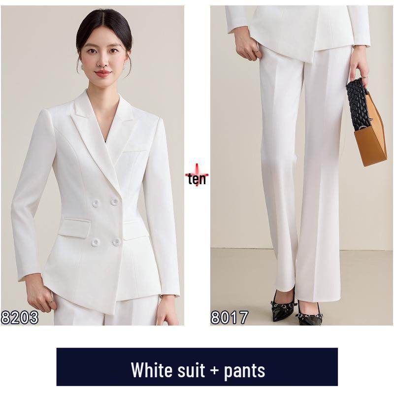 Женский высококлассный белый костюмный набор для осени/зимы - Элегантная деловая формальная одежда
