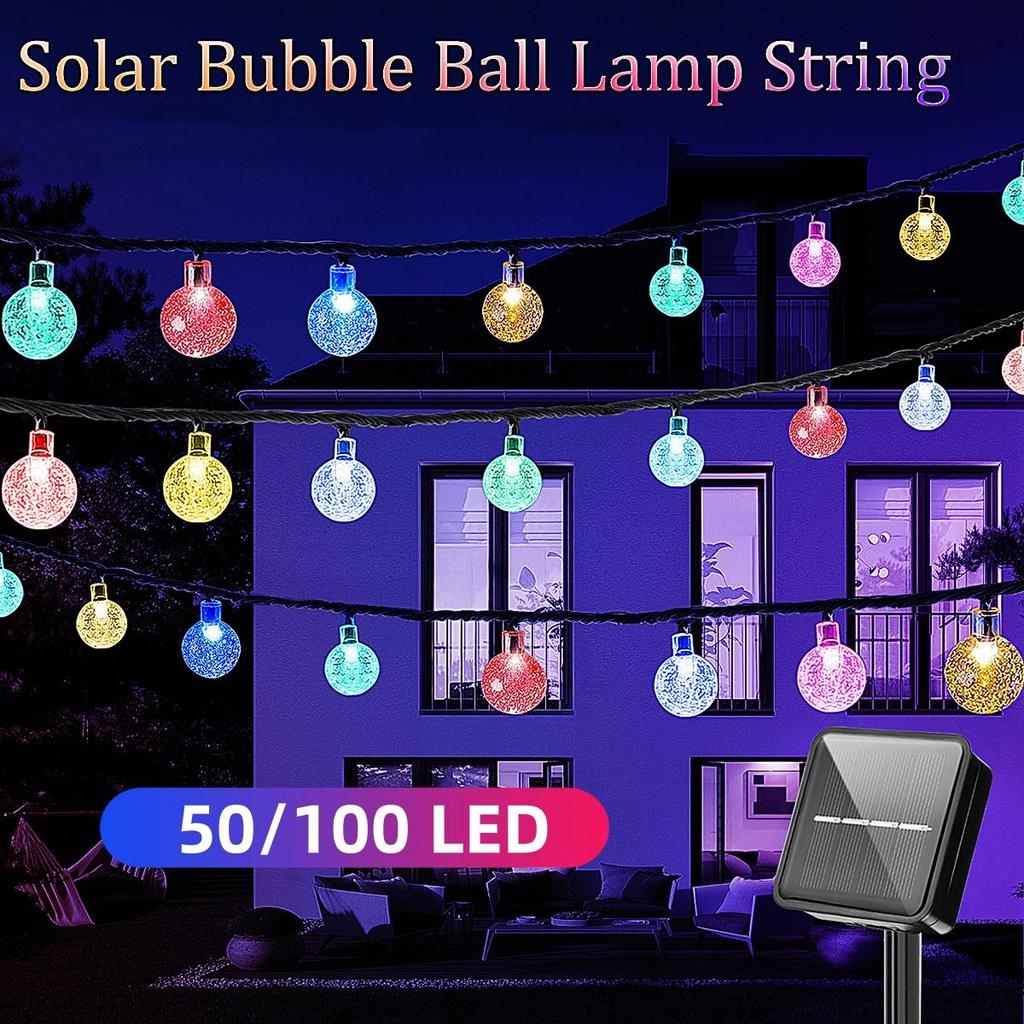 50/100 LED Crystal Ball Solar Outdoor Garland Garden String Lights Birthday Decoration