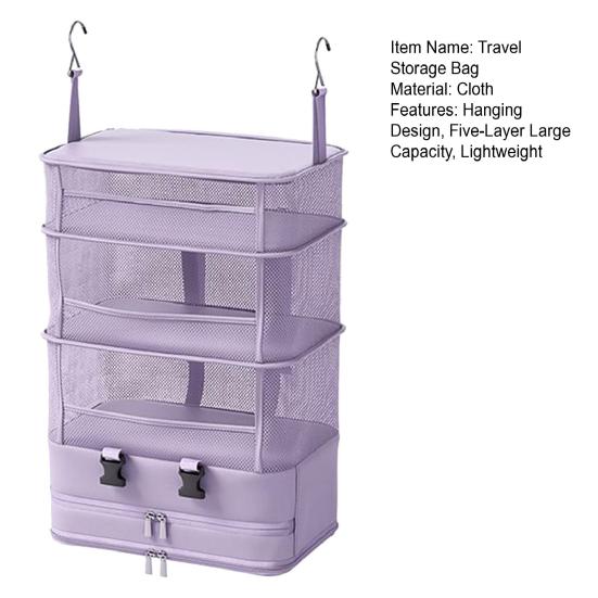 Дорожная сумка для хранения Пятислойная Большая вместимость Складная конструкция Подвесной органайзер Легкий Портативный Подвесной несессер