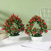 Artificial Potted Plants Realistic Love Heart Fake Fruit Tree Bonsai Green Plants Pot Decoration Home Office Table Centerpiece Faux Greenery Ornament