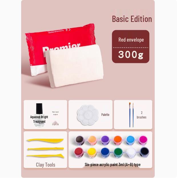 Набор белой самозатвердевающей глины Ladoll 500 г - DIY-глина для лепки фигурок, не требующая обжига