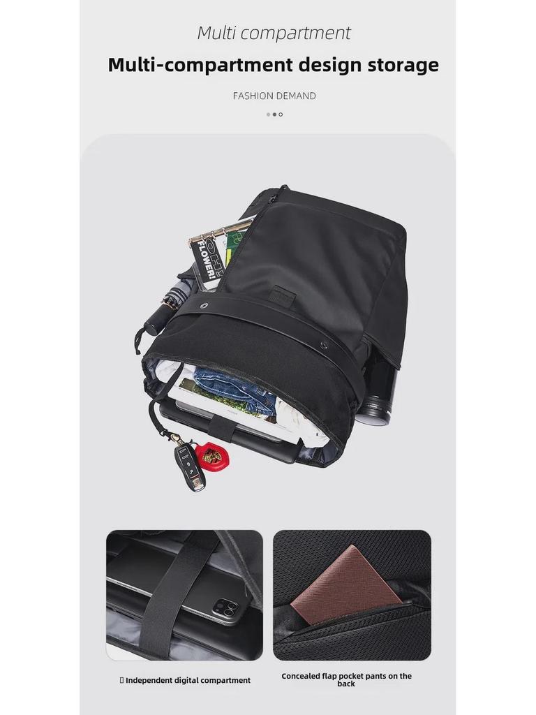Men's High-End Fashion Laptop Backpack - Large Capacity, Waterproof Oxford Cloth, Stylish Schoolbag