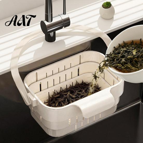 Kitchen Sink Drain Basket Hanging Basket, Foldable Stretchable Colander, Space Saving Food Waste Holder Strainer, Multi-functional Faucet Storage