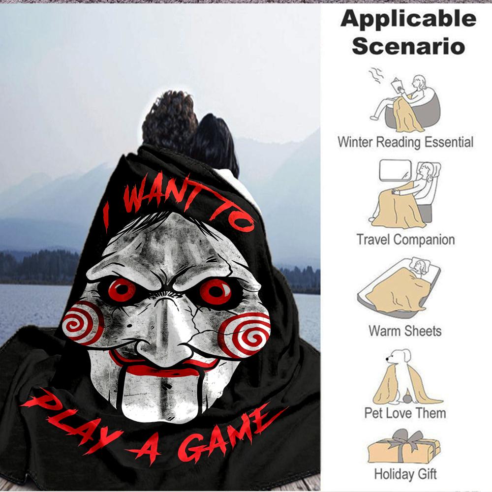 1Pc Jigsaw'S Game Invitation Blanket Soft And Comfortable Casual Warm Camping Travel Christmas Halloween Xmas Gift M924132