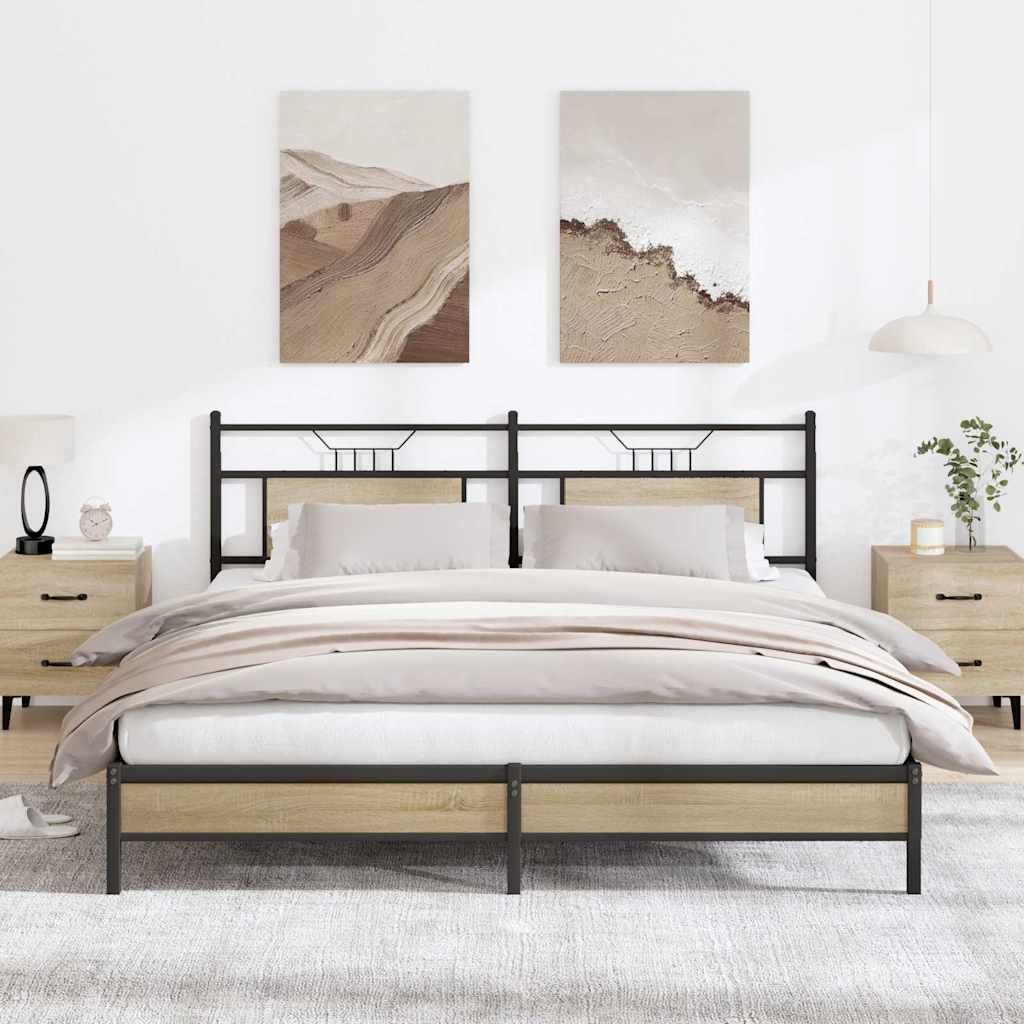 Bed Frame without Mattress Sonoma Oak Finish 183 x 203 cm Engineered Wood