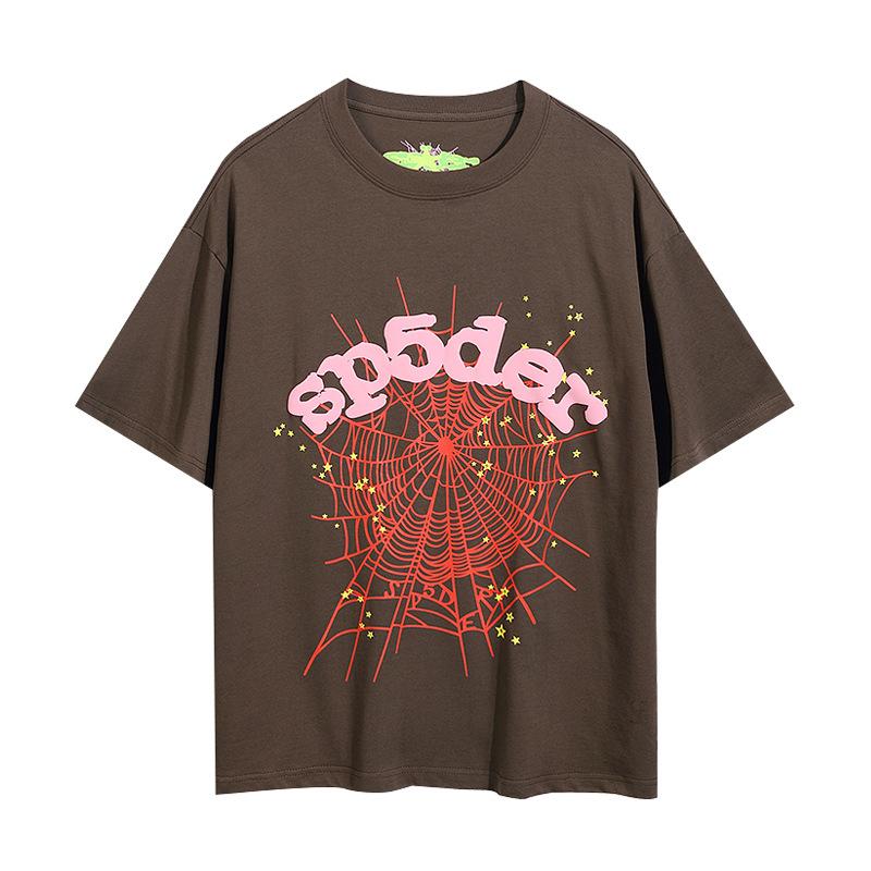 Sp5der hip hop singer Young Thug same foam letter 555555 couple T-shirt Pink short sleeve tee
